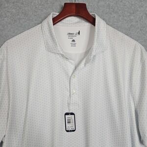 JOHNNIE-O Mens Sz XL Bridger Galaxy White Surf Golf Polo Performance Shirt New‎